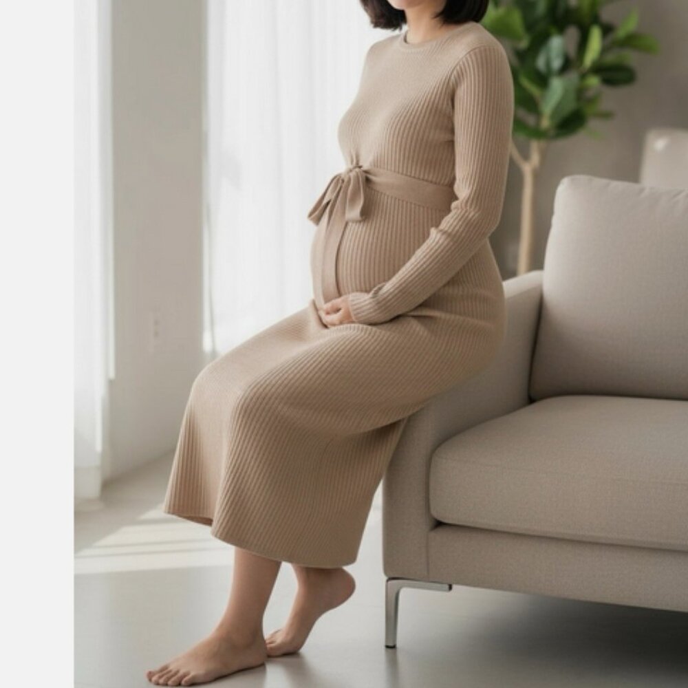 Long Sleeve Tie Front Maternity Sweater Dress - Isabel by Ingrid and Isabel S